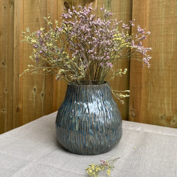 Atelier de céramique à Bordeaux Pins et Palmiers Vase bleu en grès